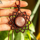 Autumn • Peach Moonstone mandala macrame necklace