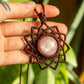 Autumn • Peach Moonstone mandala macrame necklace