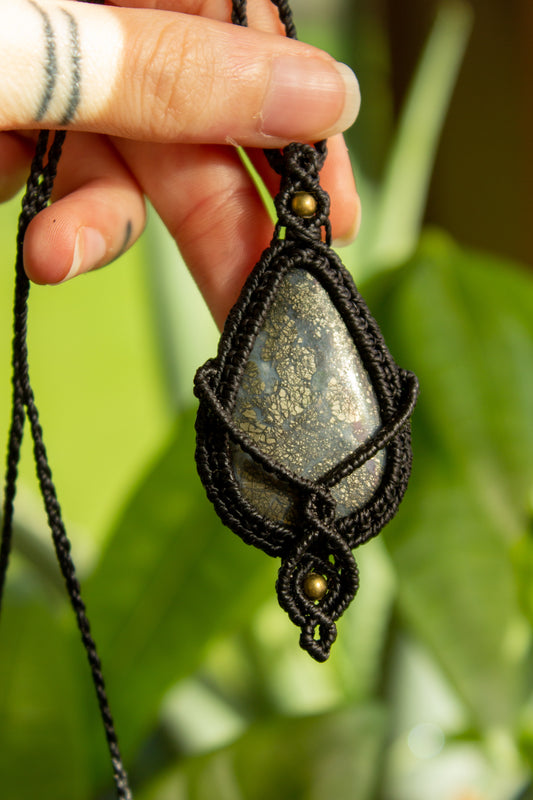 Scarlett • Marcasite macrame necklace