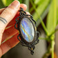 Selene • Rainbow Moonstone macrame necklace