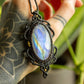 Selene • Rainbow Moonstone macrame necklace