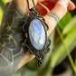 Selene • Rainbow Moonstone macrame necklace
