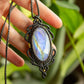 Selene • Rainbow Moonstone macrame necklace