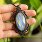 Selene • Rainbow Moonstone macrame necklace