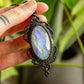 Selene • Rainbow Moonstone macrame necklace