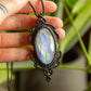 Selene • Rainbow Moonstone macrame necklace