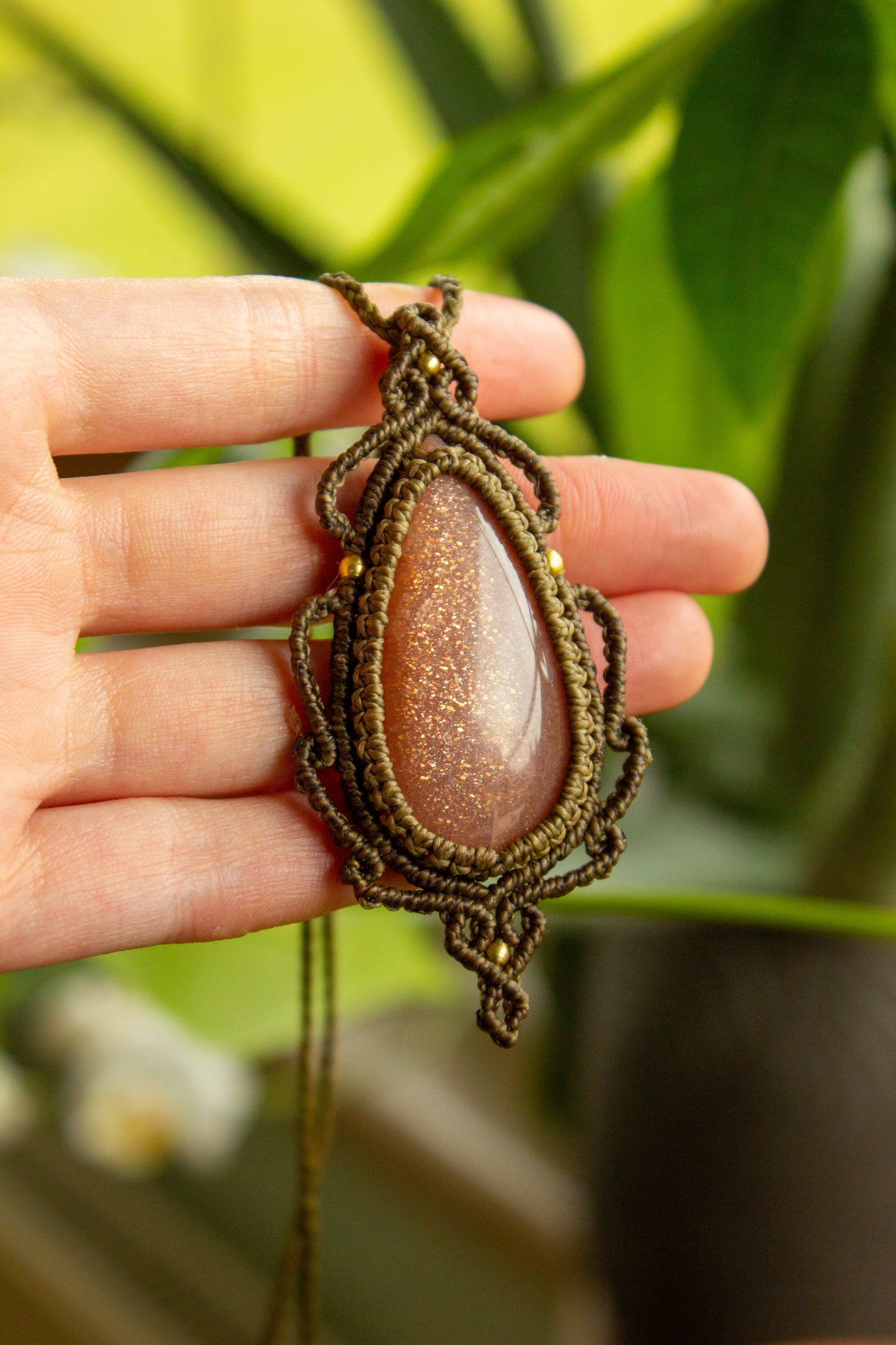 Idalia • Sunstone x Moonstone macrame necklace
