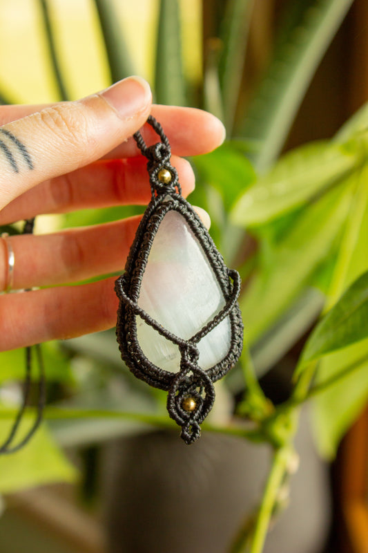 Davao • Selenite macrame necklace
