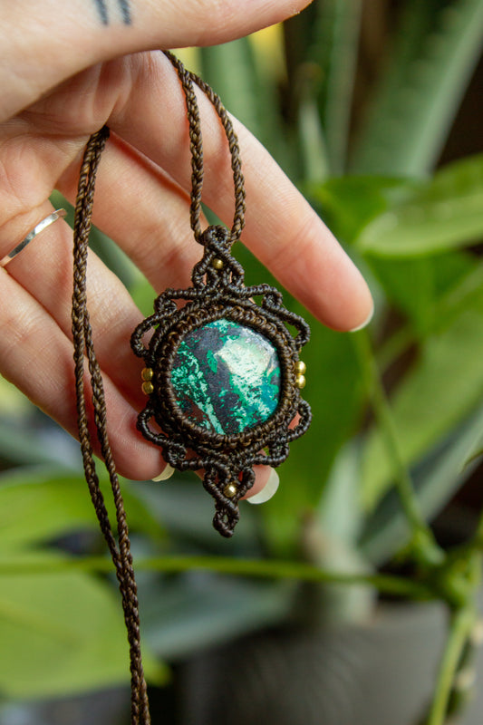 Orotina • Azurite macrame necklace