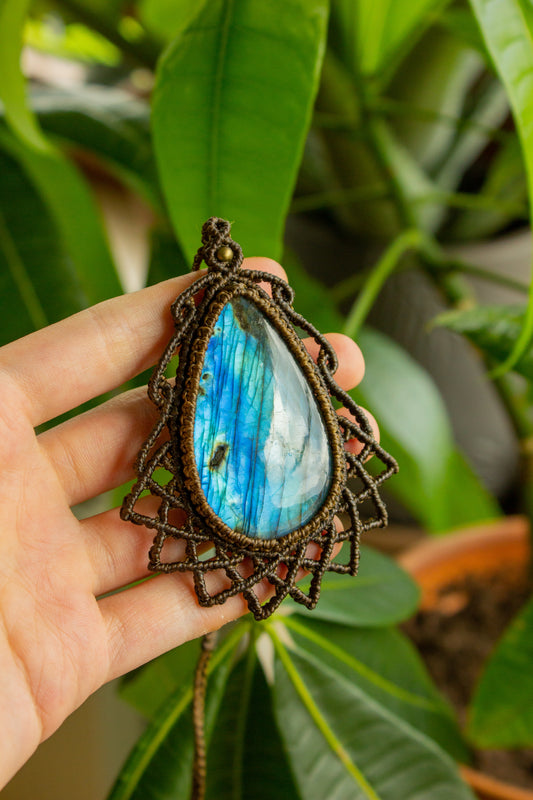 Carlota • Labradorite macrame necklace