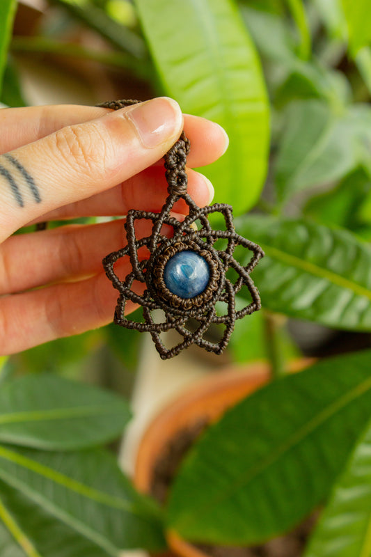 Lyric • Blue Kyanite macrame mandala necklace