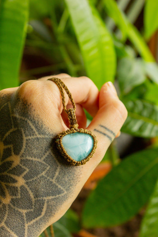Lara • Larimar macrame necklace