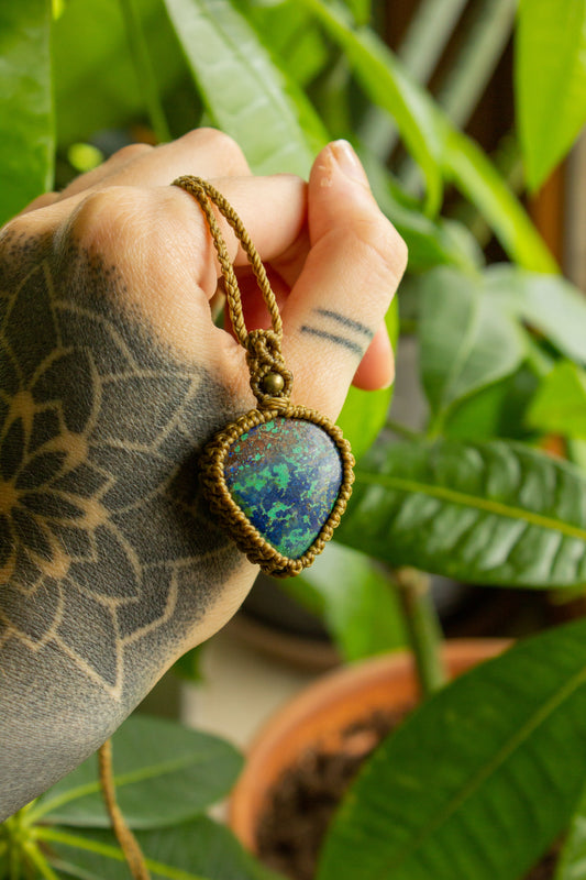 Anna • Azurite Malachite macrame necklace