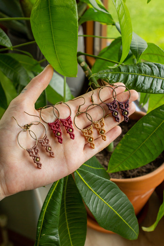 macrame & brass earrings