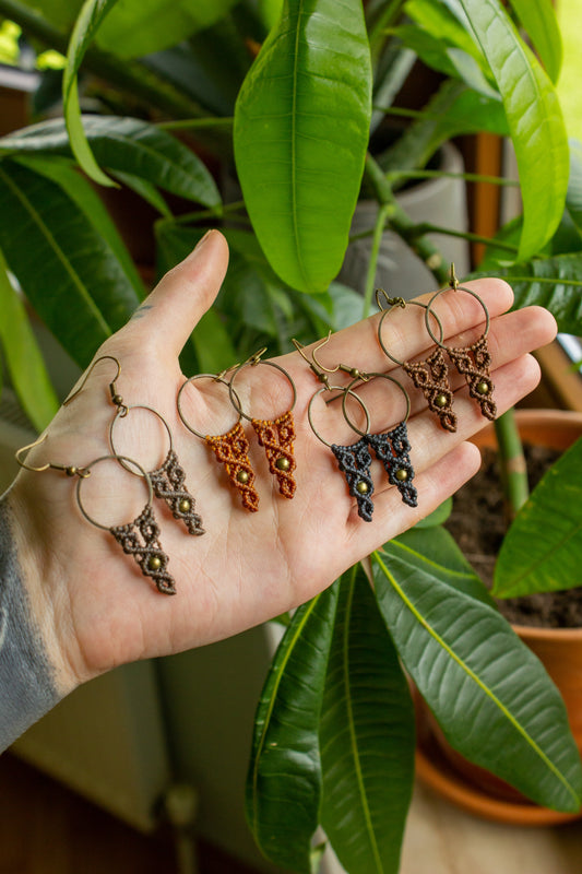 macrame & brass earrings