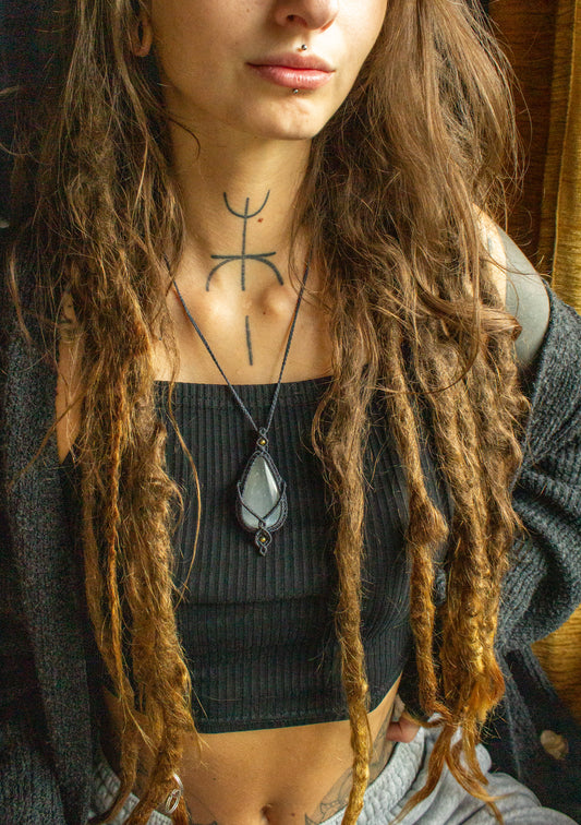 Scarlett • Selenite macrame necklace