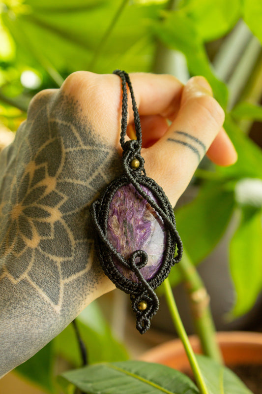 Clara • Charoite macrame necklace