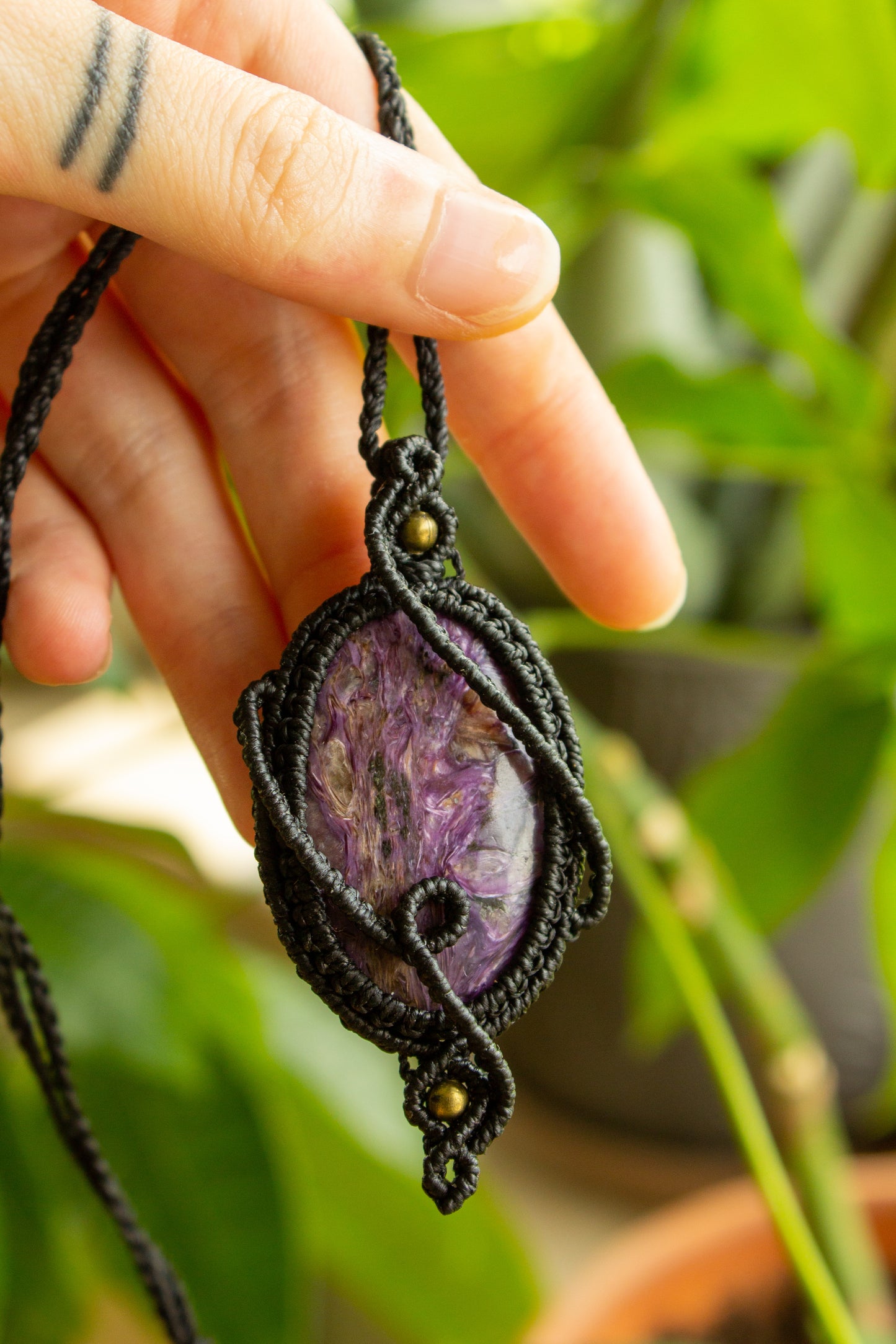 Clara • Charoite macrame necklace