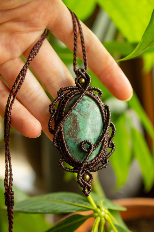 Athena • Azurite macrame necklace