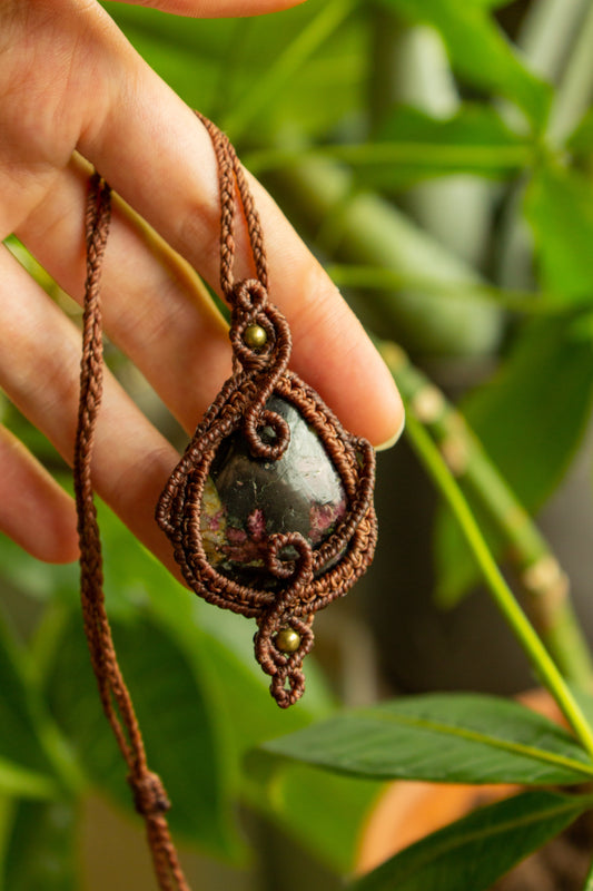 Ella • Eudialyte macrame necklace