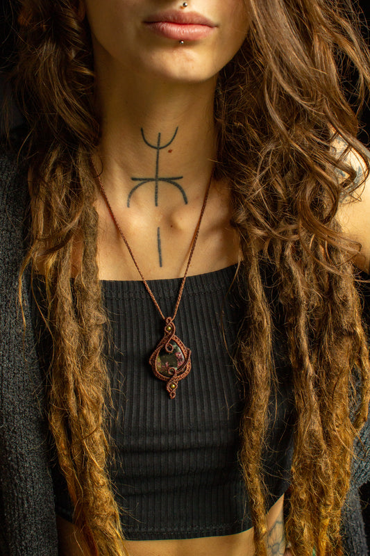 Ella • Eudialyte macrame necklace