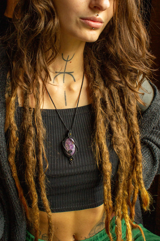 Clara • Charoite macrame necklace