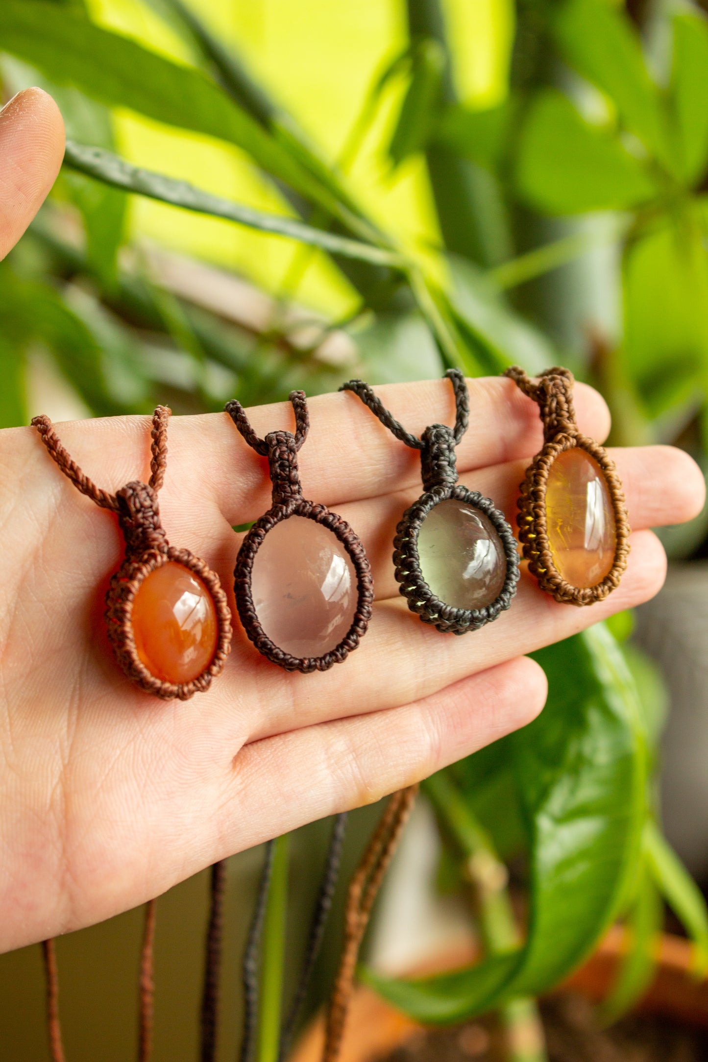 Amber • Citrine macrame necklace