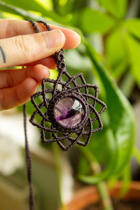 Viola • Amethyst mandala macrame necklace
