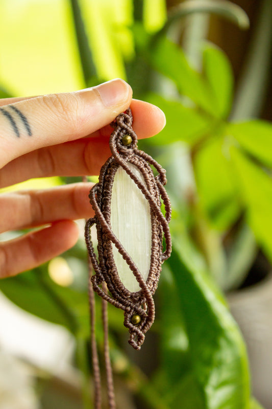 Ruth • Selenite macrame necklace