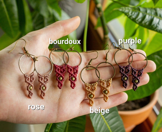 macrame & brass earrings