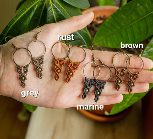 macrame & brass earrings