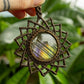 Amalia • Labradorite mandala macrame necklace