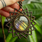 Amalia • Labradorite mandala macrame necklace