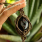 Enola • Black Druzy Onyx macrame necklace